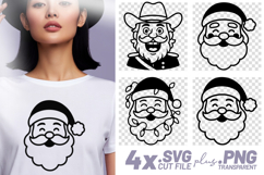 4x Cowboy Santa Christmas SVG Cut Files Western Holiday Shirt Product Image 1