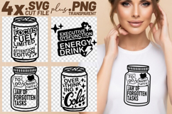 4x Sarcastic Overthinking Energy Drink SVG Cut Files Shirt Product Image 1