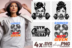 4x Fitness Gym Is My Therapy Earned Not Given SVG Cut Files Product Image 1