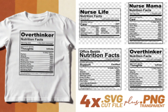 4x Nutrition Facts Nurse Mama Office SVG Cut Files Shirt Product Image 1
