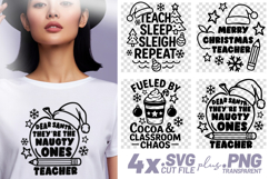4x Christmas Teacher Funny SVG Cut Files Holiday Design Product Image 1