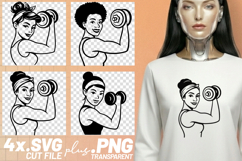 4x Fitness Women Dumbbell Flex Afro Bandana SVG Cut Files Product Image 1
