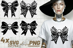 4x Gothic Skull Bow Moon Star Spiderweb SVG Cut Files Shirt Product Image 1