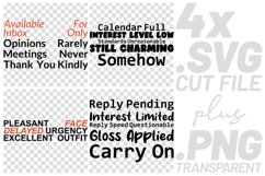 4x Sarcastic Quotes Calendar Full Reply Pending SVG Cut File Product Image 1