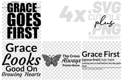 4x Christian Quotes Grace First SVG Cut Files Growing Product Image 1