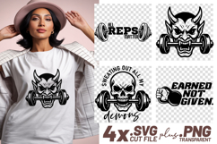 4x Fitness Quotes Gym Workout Graphics SVG Cut Files Shirt Product Image 1