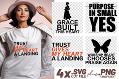 4x Christian Quotes Grace Trust SVG Cut Files Purpose Heart Product Image 1