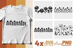 4x Floral SVG Rose Poppy Border Files Cricut PNG EPS Product Image 1