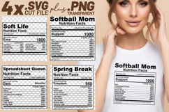 4x Nutrition Facts Softball Mom Spring SVG Cut Files Shirt Product Image 1