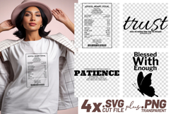 4x Inspirational Quotes Trust Patience Blessed SVG Cut Files Product Image 1