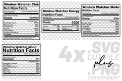 4x Funny Quotes Window Watcher Nutrition Facts SVG Cut Files Product Image 1