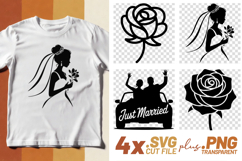 4x Wedding SVG Bride Rose Just Married Cut Files Cricut PNG Product Image 1