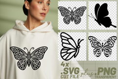 4x Butterfly Designs Tribal Silhouette Outline SVG Cut Files Product Image 1