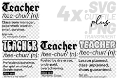 4x Teacher Definition Caffeine Patience SVG Cut Files Shirt Product Image 1