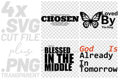 4x Religious Quotes Chosen SVG Cut Files Blessed Loved King Product Image 1