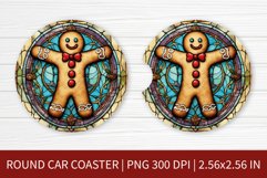 Round Car Coaster Sublimation|Stained Glass Gingerbread man Product Image 1