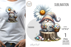 Easter Gnome| Gnome with Eggs flowers| Easter sublimation Product Image 1