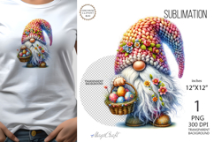 Easter Gnome| Gnome with Eggs flowers| Easter sublimation Product Image 1