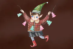 Watercolor Christmas Elves Product Image 9