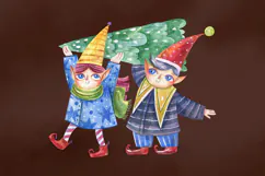 Watercolor Christmas Elves Product Image 5