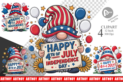 4th of July Gnome Clipart Product Image 1