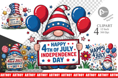 4th of July Gnome Clipart Product Image 1