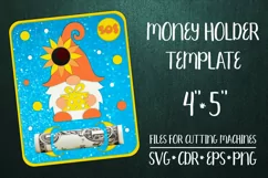 Gnome and Sunflower Birthday Card. Money Holder Template for cutting machines.  For making a birthday gift card