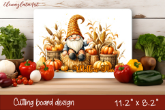 Gnome cutting board for Autumn, pumpkins, leaves Product Image 1