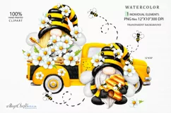 Bee Gnomes Truck PNG clipart Watercolor bee Gnome Truck Product Image 1