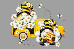 Bee Gnomes Truck PNG clipart Watercolor bee Gnome Truck Product Image 2