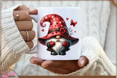 Valentine Gnome png, Watercolor Valentine gnome blowing kiss Product Image 2