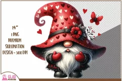 Valentine Gnome png, Watercolor Valentine gnome blowing kiss Product Image 1