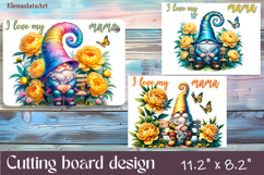 Flowers Gnomes Cutting Board Sublimation, Mom Kitchen Product Image 1