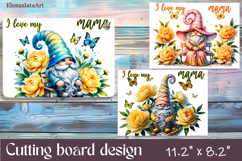 Flowers Gnomes Cutting Board Sublimation, Mom Kitchen Product Image 1
