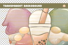 Cute Gnome Bubble Tea Watercolor Clipart Product Image 3