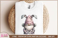Easter Bunny Gnome sublimation png, Quilted Gnome bunny png Product Image 4