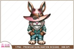 Western Easter Gnome Bunny sublimation png, Western Gnome Product Image 1