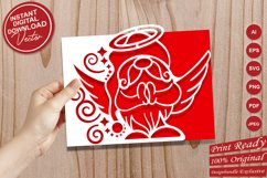 Papercut Christmas Gnome with Wings, Gnome Praying Card Product Image 4