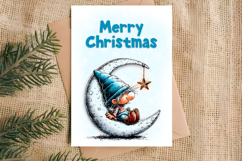 Merry Christmas card design printable Baby gnome with moon Product Image 2