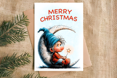 Merry Christmas card design printable Baby gnome with moon Product Image 4