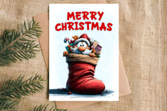Merry Christmas card design Funny gnome in Christmas sock Product Image 2