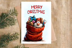 Merry Christmas card design Funny gnome in Christmas sock Product Image 3