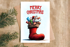 Merry Christmas card design Funny gnome in Christmas sock Product Image 5