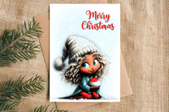 Merry Christmas card design Fairy Christmas girl gnomes Product Image 2