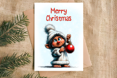 Merry Christmas card design Fairy Christmas girl gnomes Product Image 3