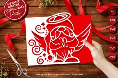 Papercut Christmas Gnome with Wings, Gnome Praying Card Product Image 1