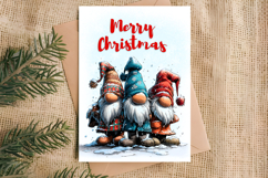 Merry Christmas card design printable Fairy Christmas gnomes Product Image 3