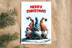 Merry Christmas card design printable Fairy Christmas gnomes Product Image 4