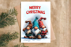 Merry Christmas card design printable Fairy Christmas gnomes Product Image 5