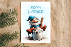 Merry Christmas card design Christmas gnomes, hot cocoa PNG Product Image 2